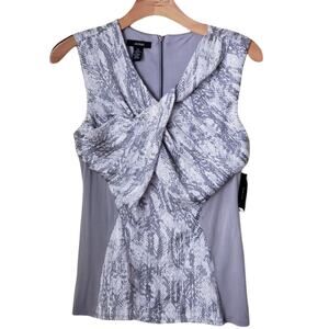 Alfani Gray/White Paris Chic Draped Snake Print Sleeveless Top XS NWT